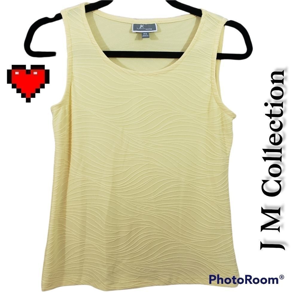 *JM Collection, Womens Beautiful tank top, Butter Yellow, Size Small Petite, EUC